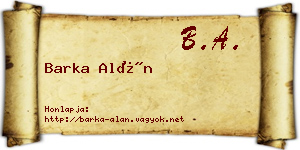 Barka Alán névjegykártya
